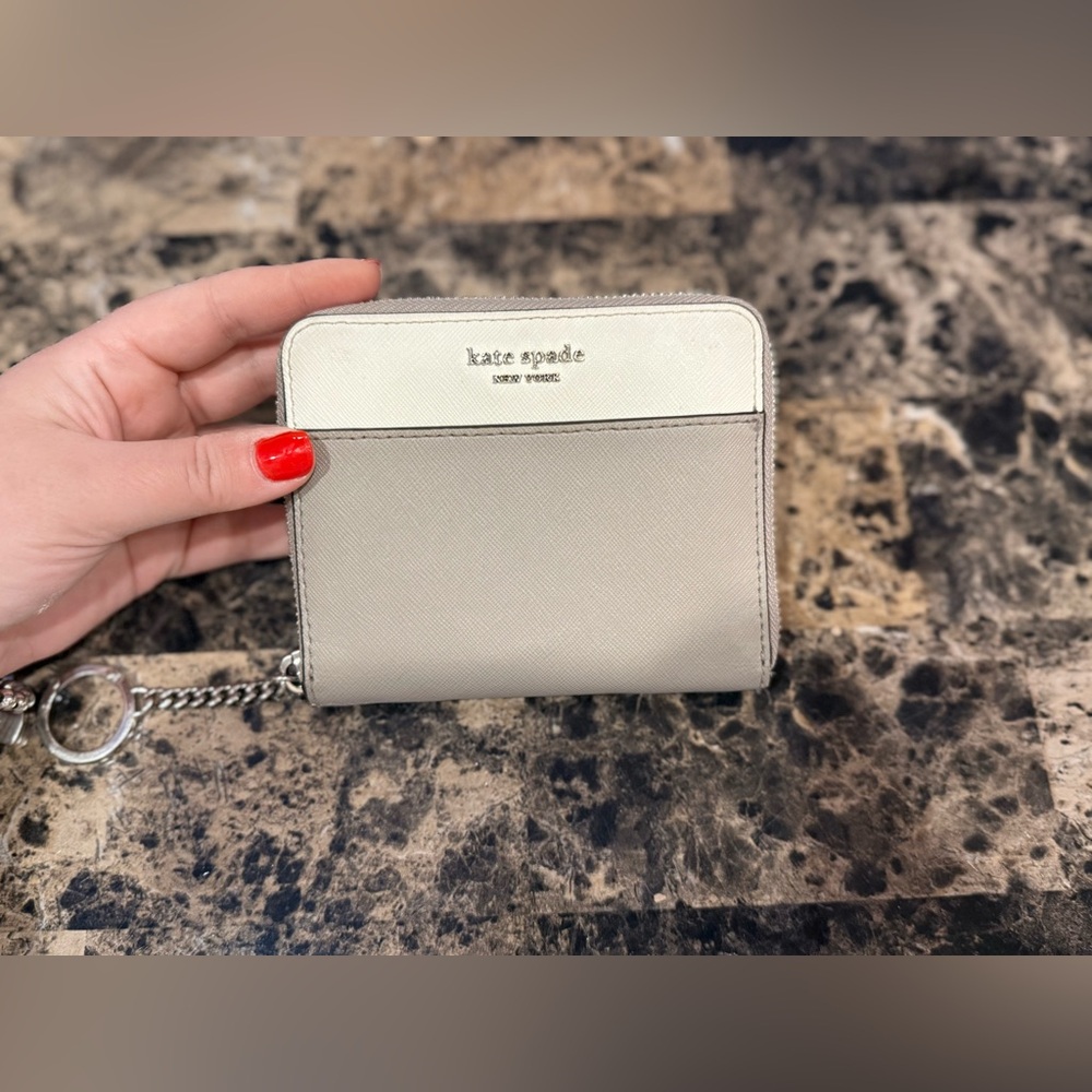 Kate Spade Staci Small Colorblock Zip Around Wallet – Parchment/Grey - Picture 3 of 16